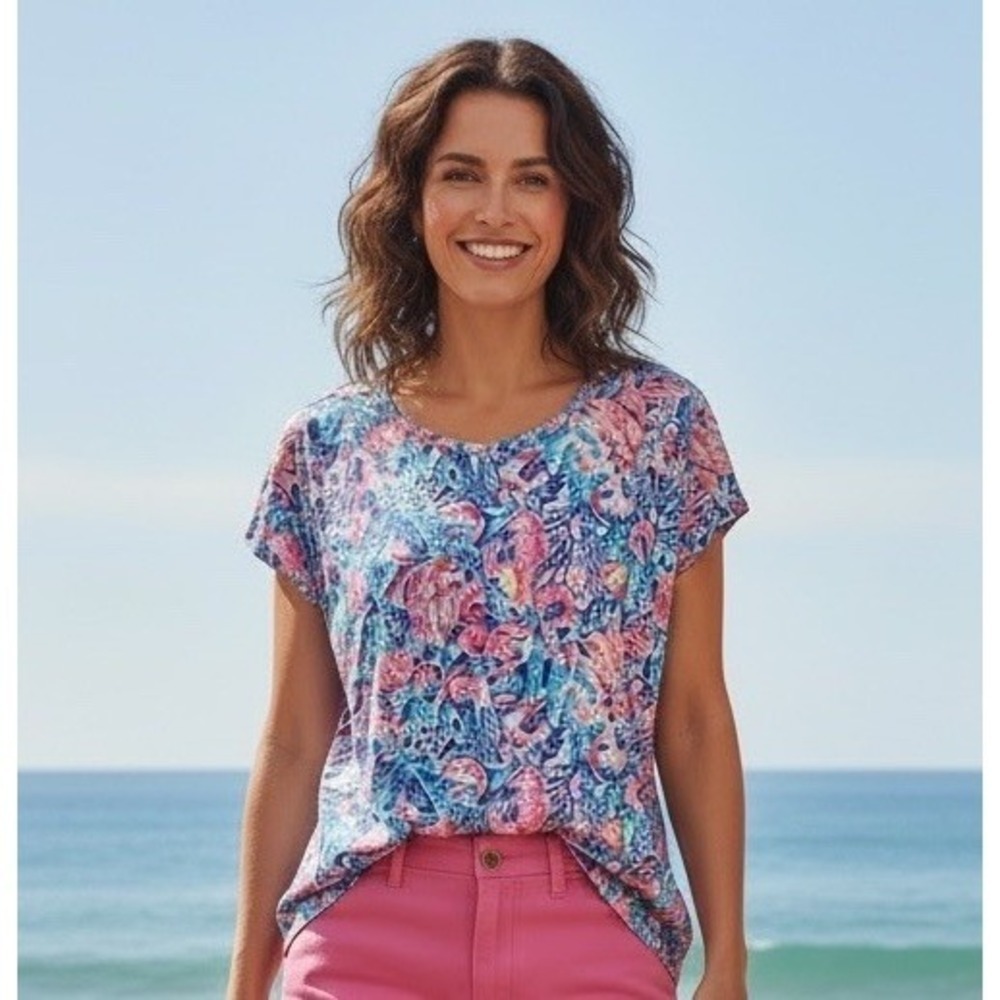 New Lilly Pulitzer Etta Treasure Trove Size Large L Top T Shirt Mermaid Core